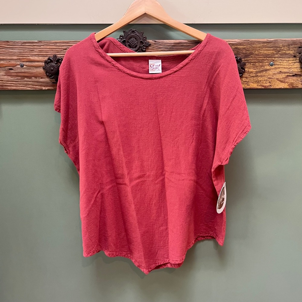 Oh My Gauze Grace Top Old Rose Pink Cotton Crinkle Gauze Relaxed Fit Size 3 NEW